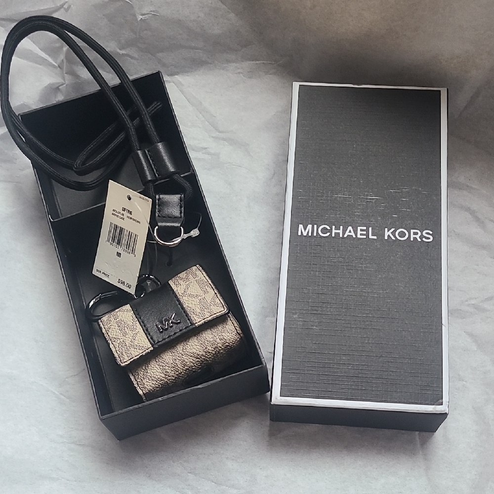 Michael Kors Black and Gold Airpod Case